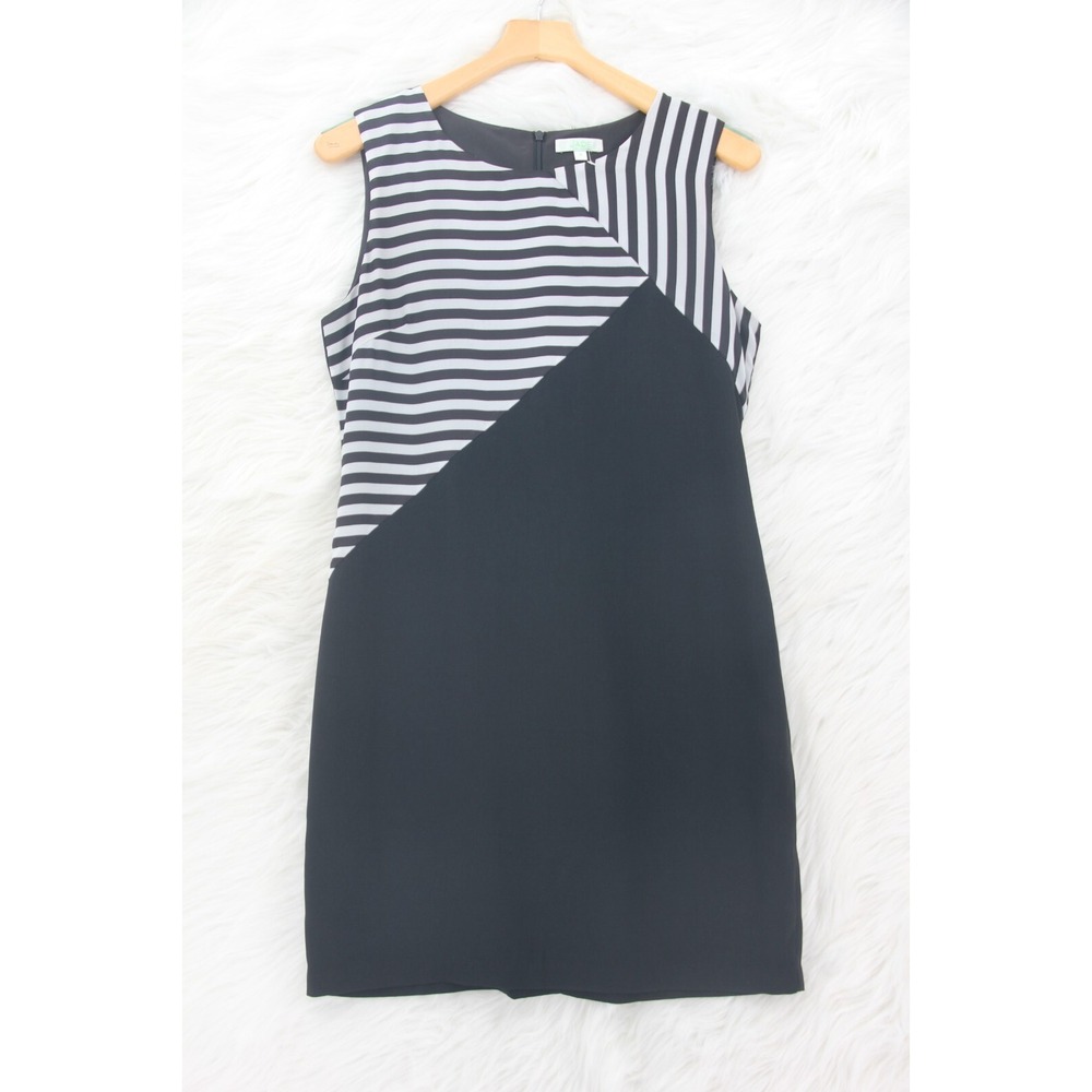 Jade Melody Tam Women's Sheath Short Dress Black White Stripe Sz M #207